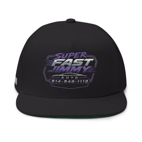 Flat Bill Cap — 'Super Jimmy' Retro Embroidered Snapback Hat